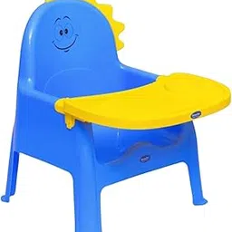 Mother's Love Baby Feeding Chair with Tray – Cute Plastic Chair with Back Support & Smiley Dino Design – Lightweight & Easy to Clean Dining Chair for Kids (Blue)-picture-30