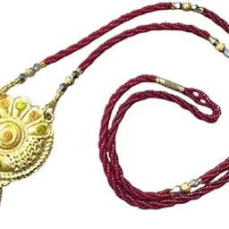 sabrakar New Traditional Maroon But Chain, with Gold Pendent mangalsutra chain Copper Brass Stylish Mangalsutra & Golden Pendent Chain for Women,Girls-picture-38