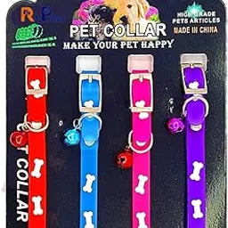 Woofy Silicone Collar for Cat, Adjustable Soft Silicon Safety Buckle Collar with Bell - Non-Toxic, Environment-Friendly for Small Puppy/Kitten (Pack of 4 Collar)-picture-20