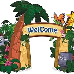 Design Decor Animal Cartoon Welcome gate PVC Kids Room Class Room Wall Sticker Vinyl Size 60x43_ CM_ 31 DDWS-picture-17