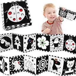SNOWIE SOFT® Black & White Cloth Book Baby Books 0-6 Months, Double Side Soft Toys Sensory Books for Babies 6-12 Months with Tear Resistance Hangable, Early Educational Washable Toys for Toddler-image-52