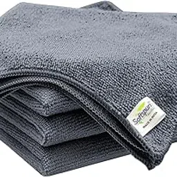 SOFTSPUN Microfiber Cleaning Cloths 4 pcs 30x40cms 220 GSM Grey! Highly Absorbent Lint and Streak Free Multi Purpose Wash Cloth for Bike & Car Stainless Steel Silverware.-picture-25