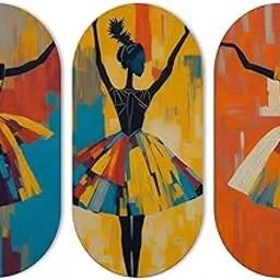 Decor Smart Colorful Ballerina Wooden Wall Hanging Set of 3 | Modern Abstract Dance-Themed Decorative Panels | Art for Living Room | Bedroom | Studio | Artistic Home Decor and Decoration (DWA_9002)-image-61