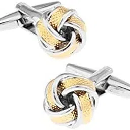 the tie hub Gold & Silver Knot Cufflinks – Classic Twisted Rope Design, Elegant Formal Wear Accessory-picture-49