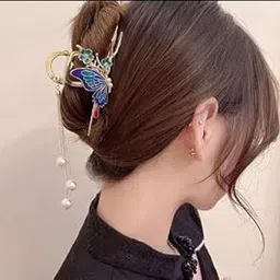 Gospice Butterfly Claw Clip for women,Metal Clips,Clutcher,Artificial Stone Tassel Clips,Beautiful Hair Accessories Girls women/Kids Festival/Casual Wears/Gifts (1Pcs)-picture-31