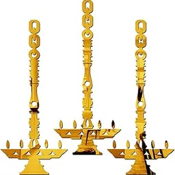 Wall1ders Hanging Diya Gold Acrylic Mirror Stickers for Wall, Decorative Items Home Decoration for Bedroom, Living Room, Office, Study Room-picture-32