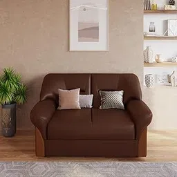 GODREJ INTERIO Sofa Parto Plus 2 Seater Synthetic Leather Sofa for Living Room, 1 Year Warranty, Pinewood, Tan Brown-image-3