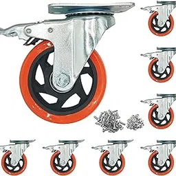 Htudcoue 8 Pcs 4 Inch Heavy Duty Casters,with Brake and Swivel Locking,4 casters Load Capacity 2200 lbs, for Furniture, Workbenches, Carts, Etc.-picture-20