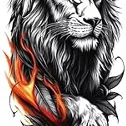 VOORKOMS Fiery Lion Temporary Tattoo Sticker Bold And Powerful Body Art Design Male And Female With Waterproof-picture-24