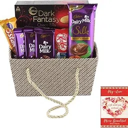 SFU E Com Chocolate Bars In Basket | Valentine Chocolate With Love Greeting Card | Valentine Chocolate Hamper | 838-picture-24