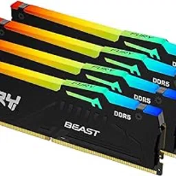 Kingston FURY Beast RGB Black 128GB (4x32GB) 5600MT/s CL40 DDR5 XMP DIMM | Overclocking | Plug N Play | Intel XMP 3.0 | Kit of 4 | KF556C40BBAK4-128 image 1