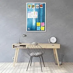 ArtzFolio Light Through Wall of Ice and Icicles | Bulletin Board Notice Pin Board | Vision Soft Board Combo with Thumb Push Pins & Sticky Notes | White Frame | 20 x 30 inch (51 x 76 cms)-picture-12