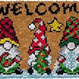 TEZKIM Latch Hook Rug Kits for Adults Kids Christmas Rug Making Kits with Printed Canvas Tapestry Kits Carpet DIY Needlework Doormat Creative Gift Home Decoration 20.5Inch X13.8Inch (Brown)-picture-29