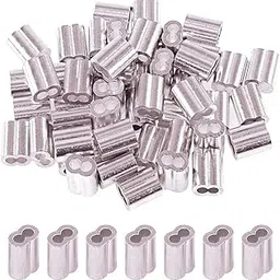 DIY Crafts 2mm, Nickel Silver, 12, (2mm-10mm) Aluminum Crimping Loop Sleeve Wire Rope Sleeves Double Barrel Ferrule for Wire(2mm, Nickel Silver, 12)-image-57