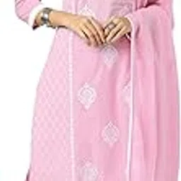 janasya Women's Light Blue Pure Cotton Embroidered Straight Kurta Set-picture-37