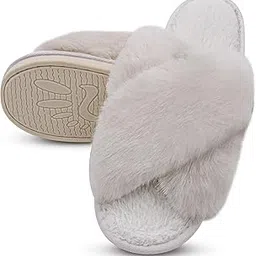 vritraz Super Soft Cross Fur Design Comfortable | Anti Skid | Lightweight Winter Slipper For Girls and Womens, Warm House Chappal-picture-11