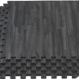 Forest Floor 5/8 Inch Thick Printed Foam Tiles, Premium Wood Grain Interlocking Foam Floor Mats, Anti-Fatigue Flooring, Carbon, 16 Sq Ft-image-15