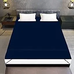 generic Home Dressing Waterproof Double Bed Sheet/Protector Cover with Elastic Strap on 4 Sides Bed Protecting Mat King Size Mattress (75 * 72 inches) (Navy Blue)-picture-22