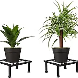Amazon Brand - Solimo Premium Metal Flower Pot Plant Stand (Black, Set of 2) |Heavy Gauge Iron Pot Stand | Gamla Stand for Home | Plant Stand for Balcony/Living Room-image-40