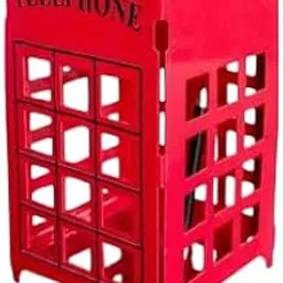 WAYHOME Decorative Telephone Booth Pen Stand | Wooden Desk Organizer for Office and Home | Classic Red Stationery Holder for Table Décor(Pack of 4)-picture-11