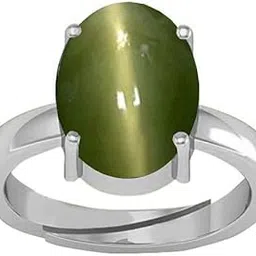 apsloose 13.25 Ratti 14.00 Carat Cat’s Eye Silver Plated Ring Lehsunia Ketu Stone Astrological Stone Adjustable Ring-picture-32