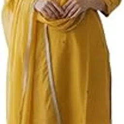Women's Yellow Embroidered Cotton Salwar Suit Set with Dupatta, Traditional Ethnic Wear-picture-33