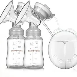Babys voice Breast Pumps, Breast Pump Safe Milk Storage Bottle Control Milk Suction and Breast Massager Breast Care with Lid for Baby Breastfeeding & accessories (Electric Breast Pump Double Bottle Mouse Style)-picture-11