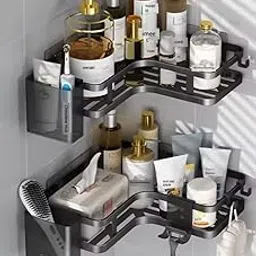 ZLOTY Self-Adhesive Bathroom Shelf L-Shaped Corner | Washroom Storage Organizer & Bathroom Corner Shelves | No-Drill, Easy DIY Bathroom Shelf | Kitchen Storage-picture-20