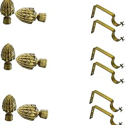 RAB Curtain Bracket Stainless Steel for Wall Mounting with Stylish Design and Strong Support (Code:- BKT Pineapple, Finish:- Antiq Brass, Pack of:- 3set / 6pcs Brackets with Supporters)-picture-19