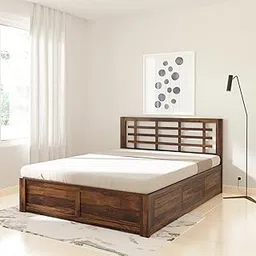 Amazon Brand - Solimo Meliora Queen Size Solid Sheesham Wood Bed with Box Storage (Natural Finish)-image-79