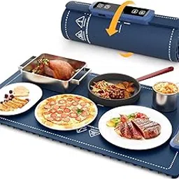 Food Warming Mat – Roll Up Food Warmer with Fast & Even Heating, Premium-Grade Silicon Material, 3 Temperature Settings, Auto Shut-Off - Versatile Food Warmers for Parties,and Home Use image 1