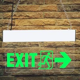 Bluebeems Rechargeable Green LED Exit Sign Board - Man Running with Arrow Symbol, Hanging for Emergency Exit Routes & Safety Signage, Ideal for Commercial Spaces (12 Inch X 6 Inch, Set of 1)-picture-10