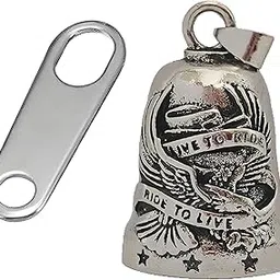 QuickHaven 2PCS Guardian Bell for Bike Set, Eagle Bell Keychain for Motorcycle, Silver Guardian Bell Key Ring with Lucky Charm Design, Enhance Cycling Experience, Gift for Bikers and Drivers-image-2