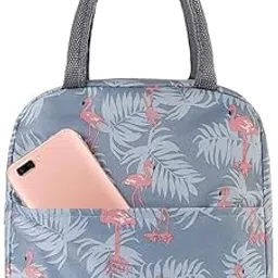 Lunch Bag Insulated Lunch Bag for Kids, Leak Proof for Women Men Hot/Cold Tiffin Bag for Office, Collage, School, Picnic, Aluminium Foil Jute Bag for Lunch (Grey Flamigo Lunch Bag)-picture-41