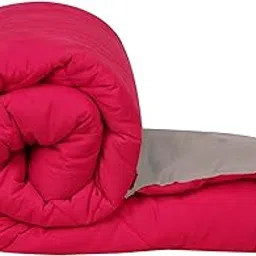 KUSH LOVEKUSH Microfiber 200 GSM Reversible Single Bed Comforter Duvet Quilt for Summers Winters Blankets (Pink & Grey_230x150Cm)-image-7
