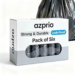 AZPRIO Eco-Friendly Garbage Bags | 180 Pcs | Medium-19 x 21 Inches | 30 Bags x 6 Rolls | Black | Dustbin/Trash Bags with Detachable Drawstrings | For Dry and Wet waste-picture-10
