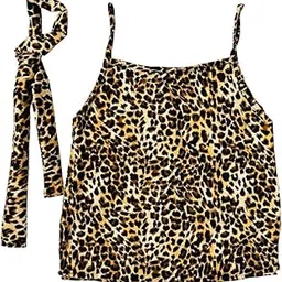 Women's Leopard Print Tank Top with a Scarf (Size : S) Sleeveless Cami, Brown and Black Animal Pattern, Casual Summer Style-picture-11