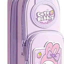 Large Capacity Pencil Case - Cute 3-Compartment Stationery Organizer for School Supplies, Office, Travel, Ideal Gift for Students, Artists, and Art Lovers, Holds 50 Pens or Pencils (Purple)-image-0