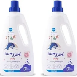 Bumtum Baby Liquid Laundry Detergent 1 Litre, 100% Natural Plant Based, Safe and Gentle with Lemon and Neem Extracts, Anti-Bacterial, Natural Fragrance, Bleach & Brighteners Free (Pack of 2)-image-0