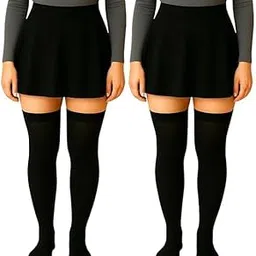 peboo Fashionable Women Regular Stockings Plan Black | Size - Free PACK OF 2-picture-46