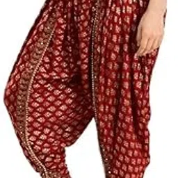 Women's Printed Rayon Dhoti Pant | Free Size Beautiful Dhoti (28 Till 34) Maroon-image-66