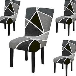 Story@Home Chair Cover Set of 4 for Dining Table | Elastic Chair Covers Stretchable, Removable Washable Dining Chair Cover Protector Seat Slipcover|Grey Abstract| 38 X 51cm Cover for Dining Chairs-image-38