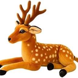 SWARAH COLLECTIONS Soft Deer Stuffed Animal Toy – Realistic Spotted Reindeer Plush Toy for Kids, Jungle Animal Cuddly Toy for Boys & Girls – Wildlife Gift (Multicolor, 35 cm)-image-4
