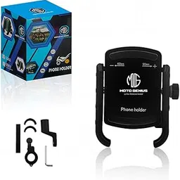 MOTO GENIUS Universal Bike Mobile Holder, 360° Aluminum Alloy Phone Mount for Motorcycle, Bicycle & Scooty | Handlebar & Mirror Fitting, Fits All Smartphones-picture-28