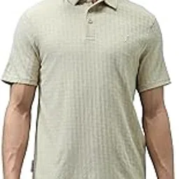 technosport Men's Slim Fit Textured Collared Neck Polo T-Shirt with UPF50+, Cotflex for Regular use-picture-39