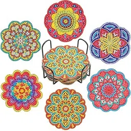 CRAFTMATE Diamond Painting Coasters Kit | 6 Pieces Magical Mandala Diamond Art Coasters with Holder for Beginners, 4 inch-picture-20