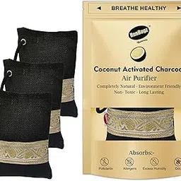 RUNBUGZ Activated Charcoal Air Purifiers Natural Air Purifier Dehumidifiers For Living Rooms, Bathroom, Cars, Office (Medium Black Pack Of 3, 100Gm Of Each, Granule)-image-0