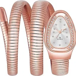 aglance Rose Gold Women's Watch Embrace The Latest Trend with Stylish Snake Design Metal Strap Dial Bracelet-picture-55