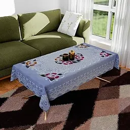 Kuber Industries Floral Cotton 4 Seater Center Table Cover - Cream-picture-14