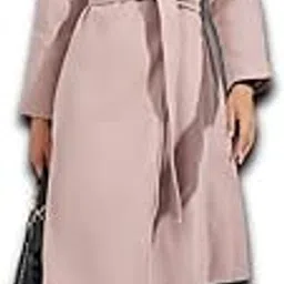styli Women Notched Lapel Collar Belted Coat | Stylish Regular Fit Knee Length Wool Look Coat for Women | Perfect for Casual, Party & Everyday Wear-picture-10